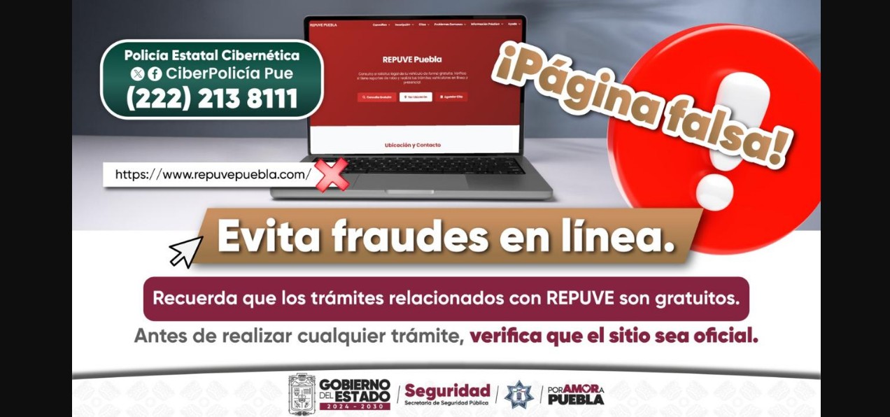 Persona consultando el portal oficial del REPUVE desde una computadora.