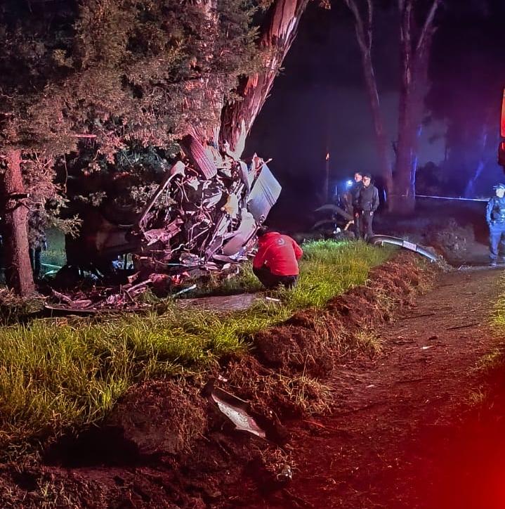 Mueren cinco integrantes de una familia tras brutal choque contra un árbol, en Nanacamilpa