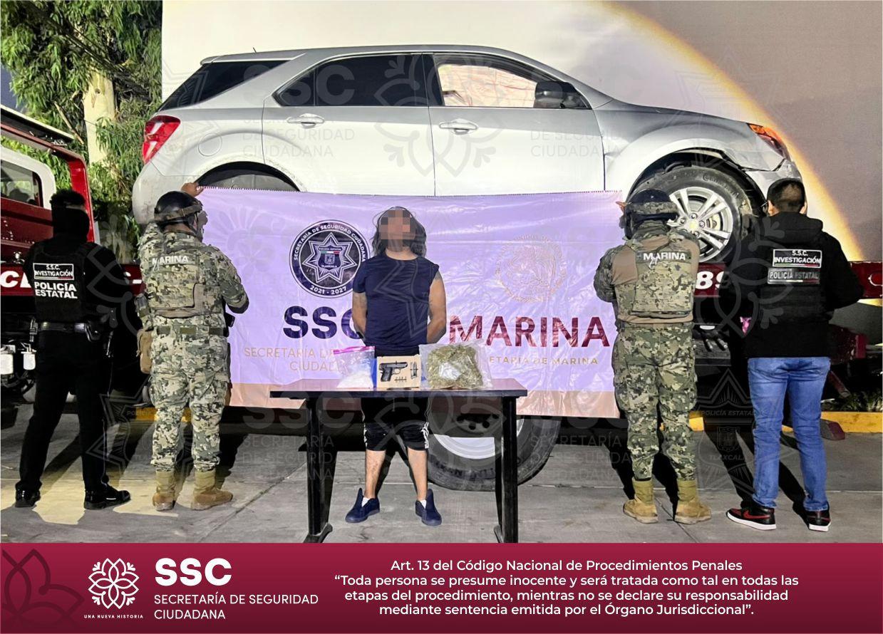 Patrulla de la SSC durante un operativo en Tlaxcala.