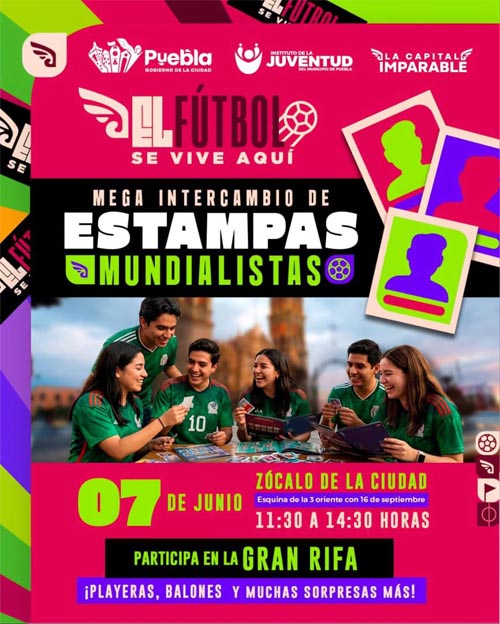 Invitan a megaintercambio de estampas mundialistas en el Zócalo de Puebla
