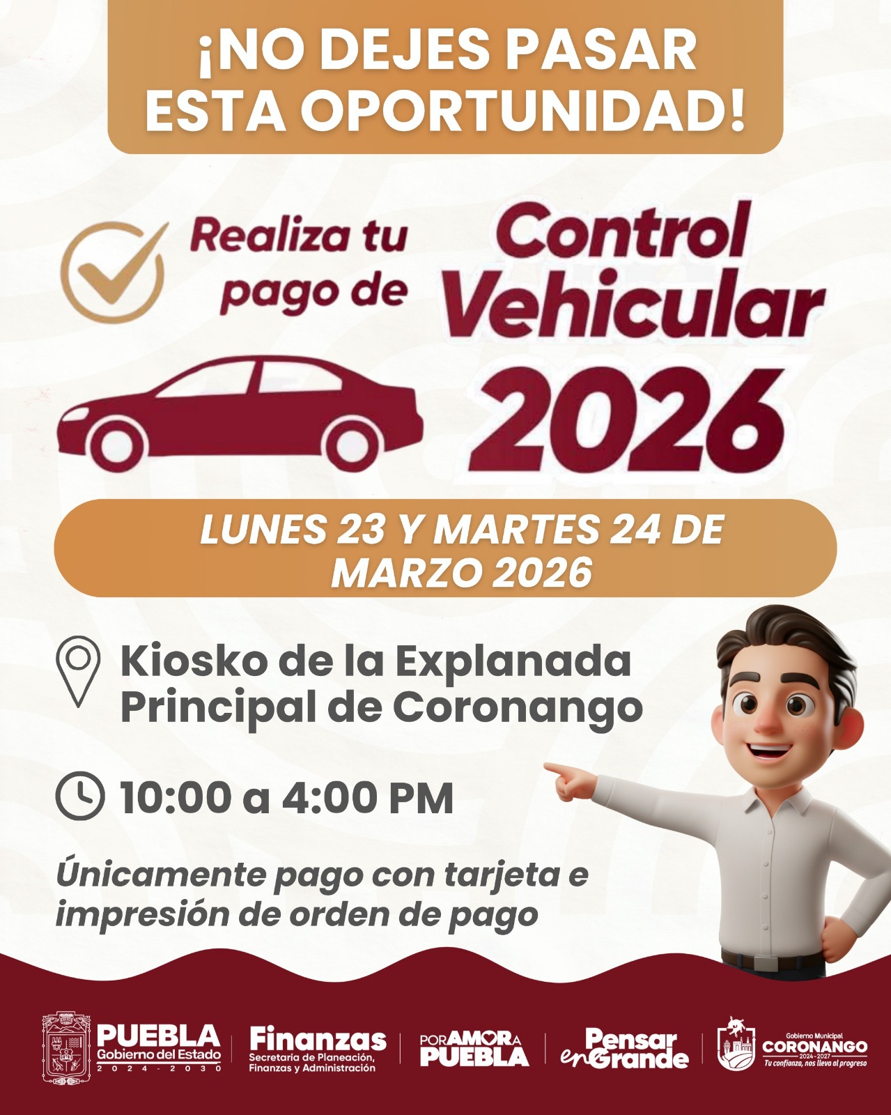 Contará Coronango con dos módulos para el pago del Control Vehicular