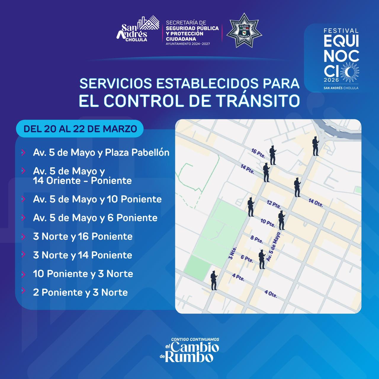 Implementa Policía de San Andrés Cholula operativo de seguridad por ‘Festival Equinoccio 2026’