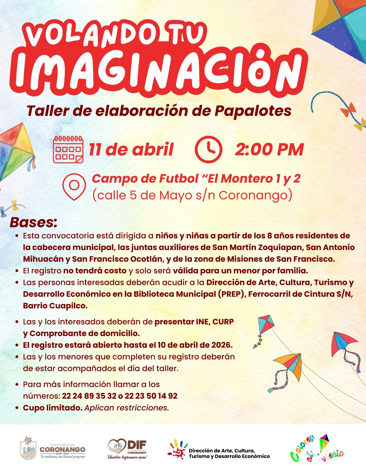 Con “Vuela tu imaginación”, Coronango promoverá la convivencia familiar