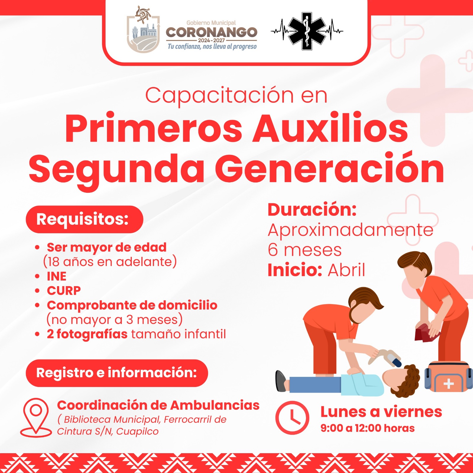 Con capacitación, Ayuntamiento de Coronango promueve atención en primeros auxilios