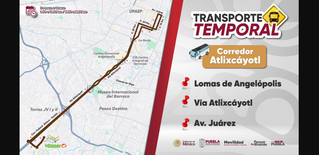 Arranca nuevo corredor temporal en Puebla capital