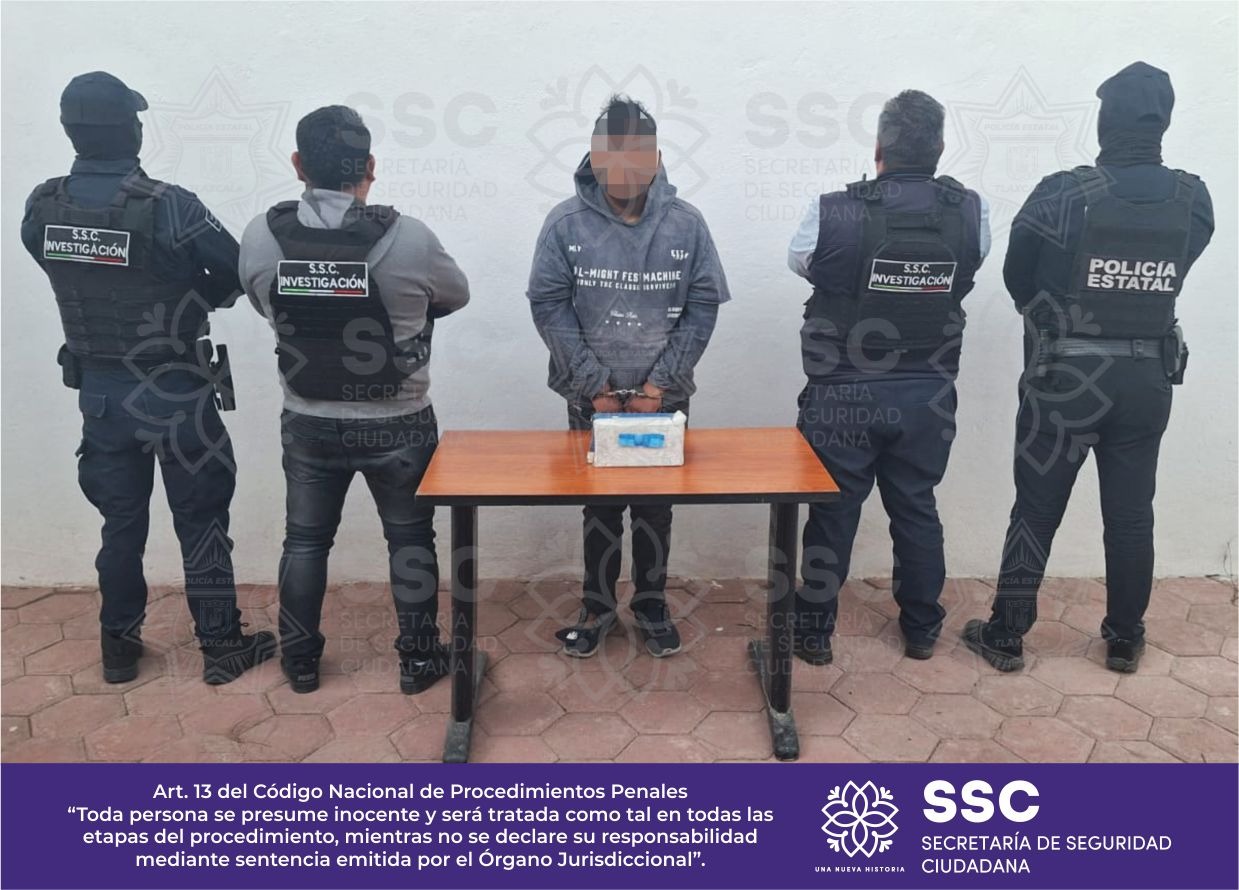 Cae joven con siete dosis de cristal en pleno operativo en San Pablo del Monte