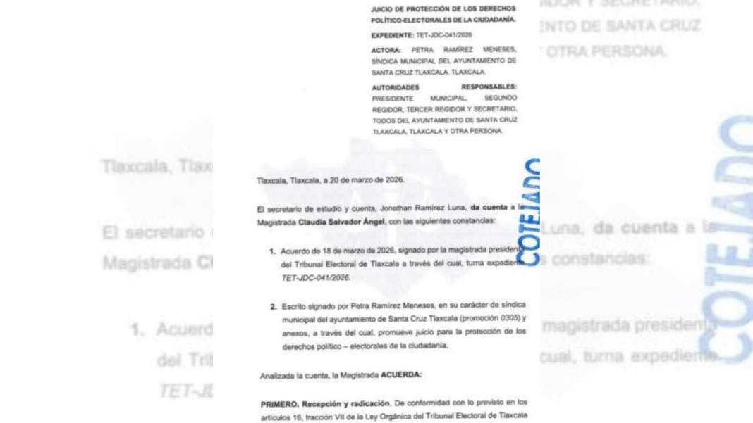 Santa Cruz Tlaxcala en la mira: síndica lleva al TET denuncia contra alcalde y cabildo