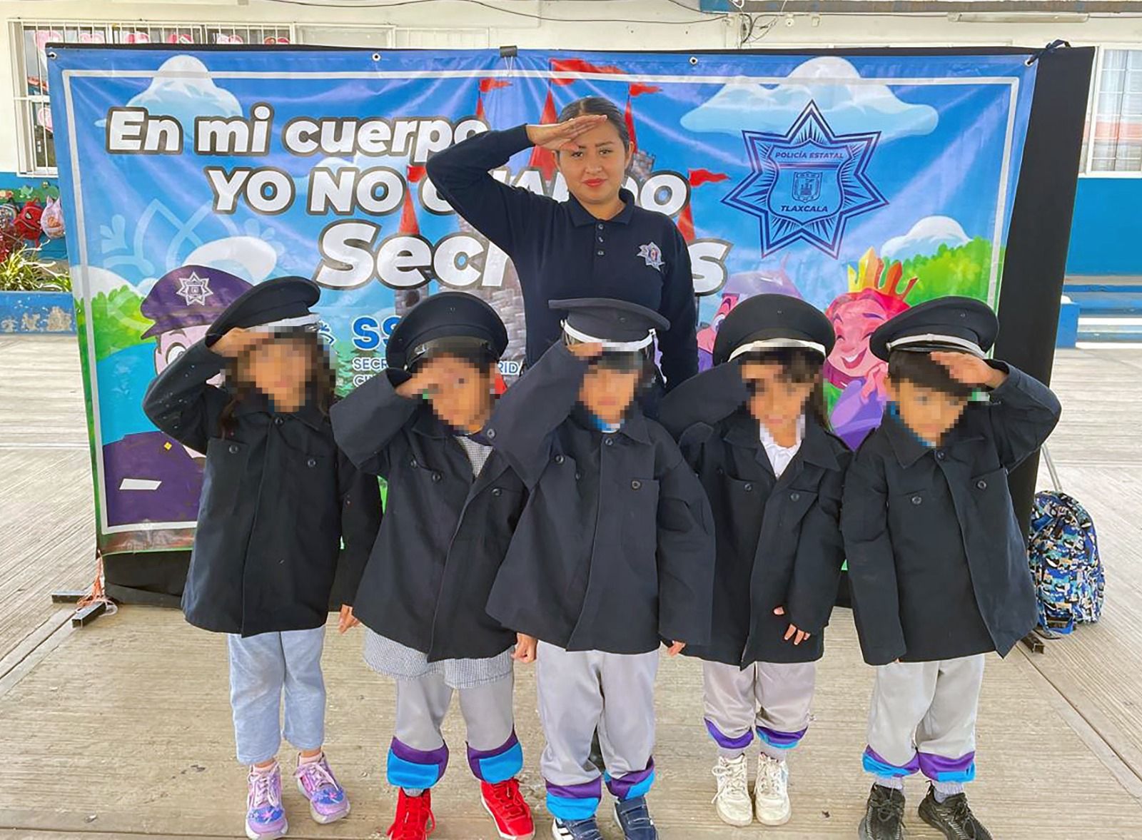 Policías realizan actividades con niños en escuela de Tlaxcala
