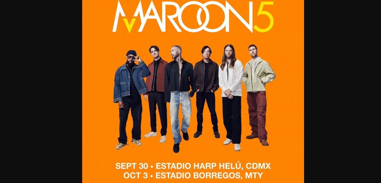 Maroon 5 durante un concierto con Adam Levine en el escenario