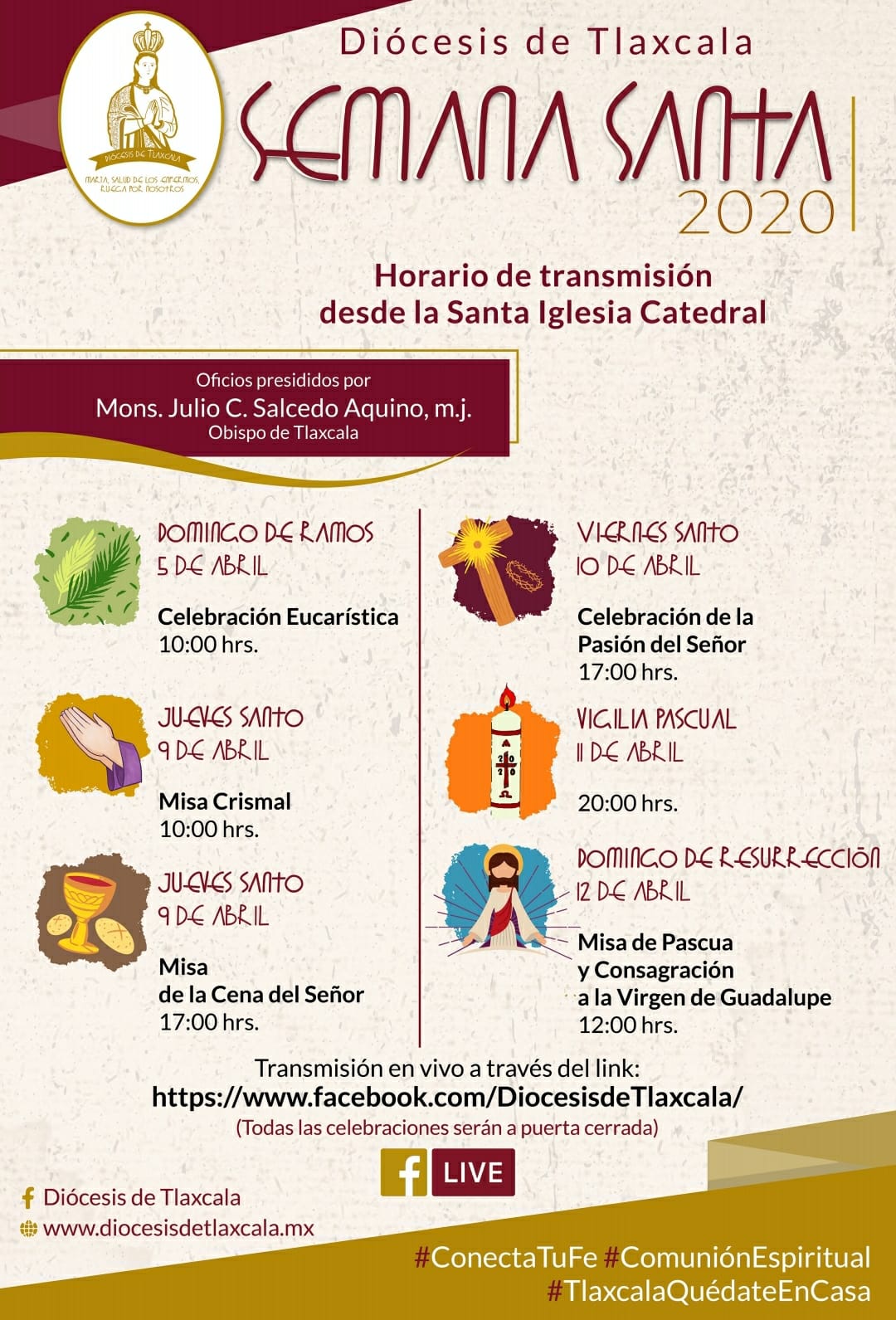 Misas de Semana Santa serán transmitidas por Facebook: diócesis de Tlaxcala