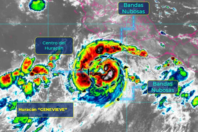 Huracán 'Genevieve' se fortalece y ya es categoría 4; se ubica al suroeste de las costas de Colima