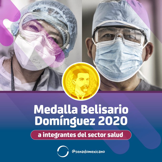 Senado otorga la Medalla Belisario Domínguez al sector salud por su labor contra COVID-19