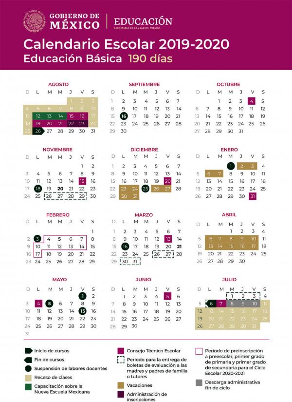 calendario escolar basica 1920