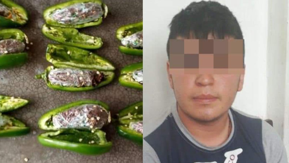 Detienen a sujeto por intentar entrar con chiles rellenos de marihuana a penal de Tehuacán