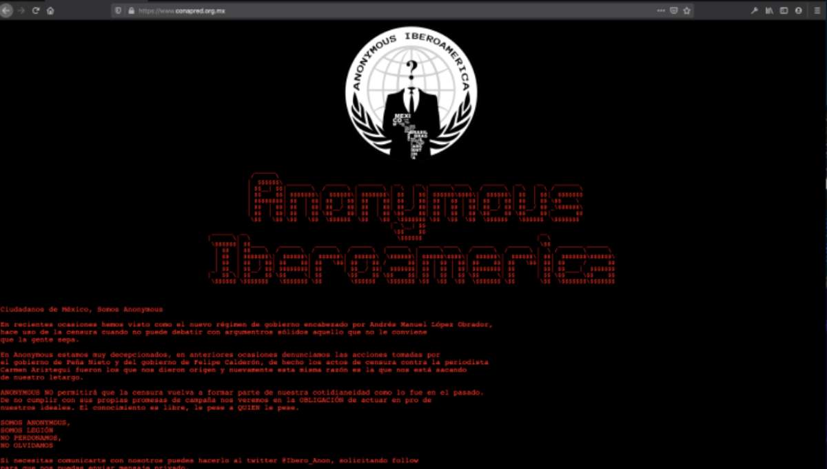 Hackeo a CONAPRED: ¿Qué dice el mensaje de Anonymous contra el gobierno de AMLO?