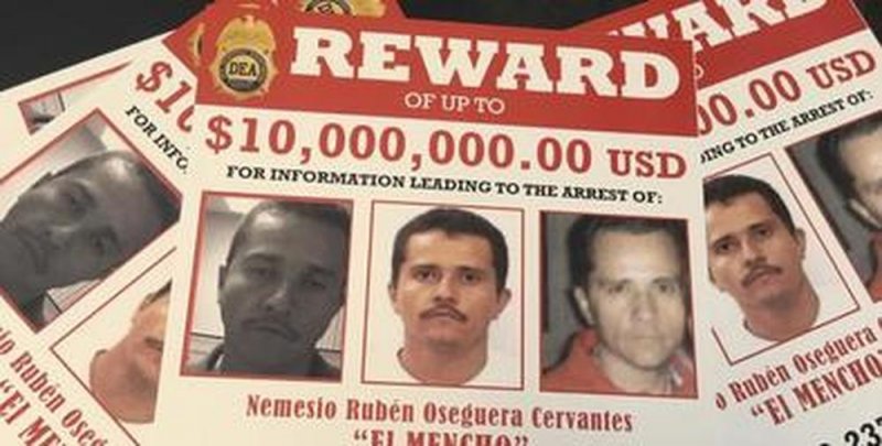 DEA ofrece recompensa de 10 millones de dólares a quien de información de "El Mencho"