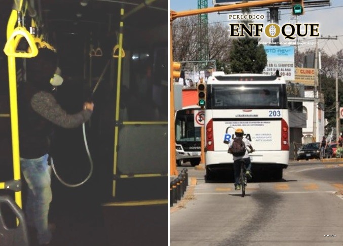 #NoEsBroma; unidades de RUTA son desinfectadas para eliminar coronavirus (Fotos)