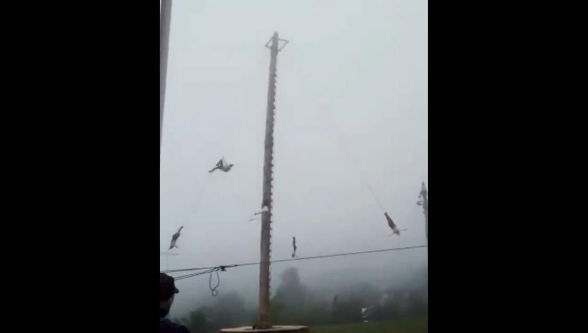 Volador de Papantla cae desde 20 metros de altura; lo reportan grave (Video)