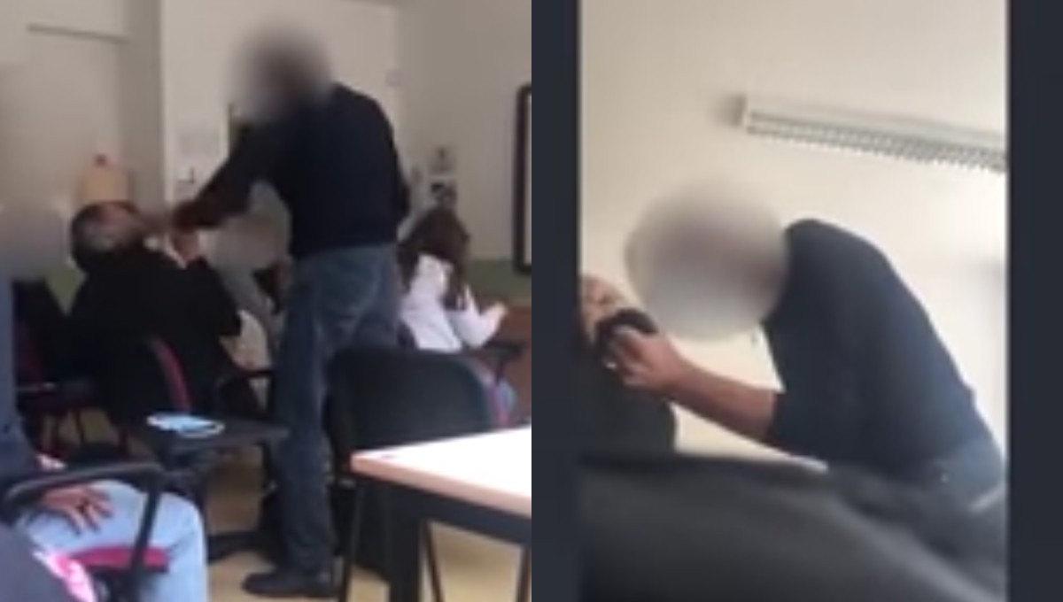 Por negarse a usar cubreboca en el salón, profesor cachetea a su alumno (Video)