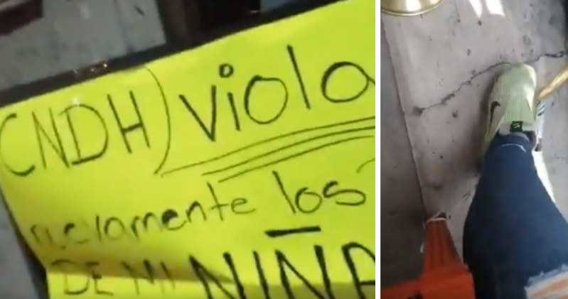 La madre de una víctima de abuso sexual se ata a una silla en la CNDH; exige #JusticiaParaLya