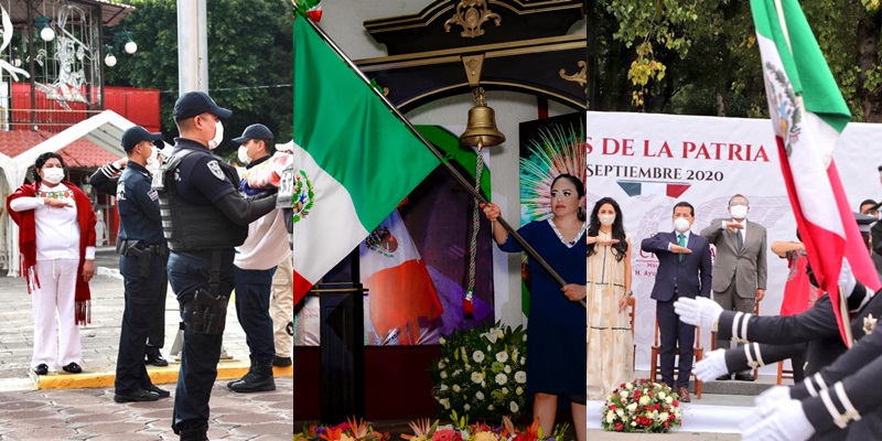 Alcaldesas de San Andrés Cholula y Cuautlancingo dan Grito de Independencia a puerta cerrada