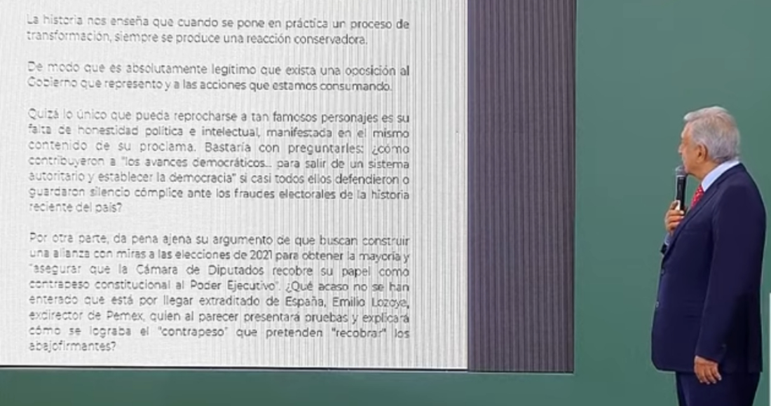 López Obrador presenta carta de ciudadanos en respuesta a intelectuales