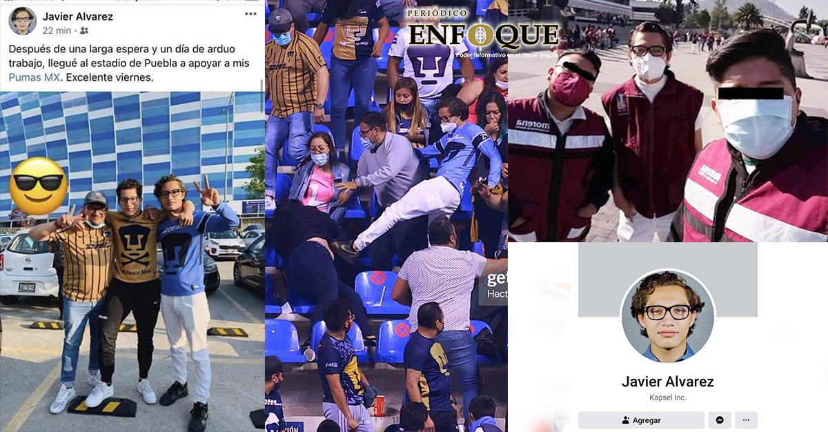 Aficionado de pumas y militante de morena pateó a mujer durante partido  de fútbol contra Puebla (Video)