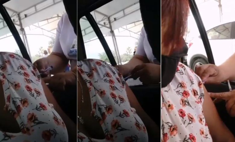 Joven sorprende a una enfermera inyectándole vacuna covid con jeringa vacía en Nuevo León (Video)