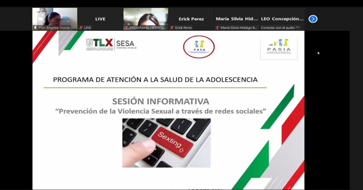 Difunde SESA temas de interés para jóvenes a través de sesiones informativas virtuales