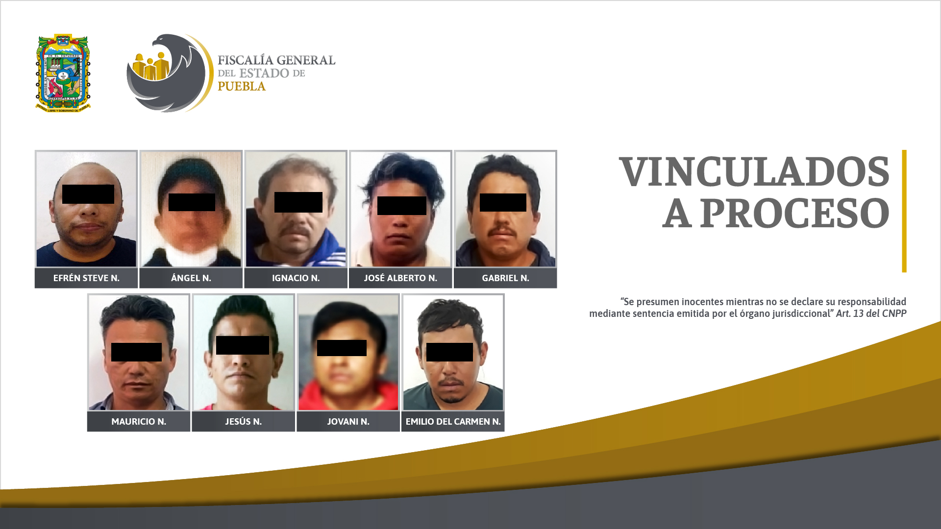 FGE de Puebla detiene a 9 personas por violencia familiar