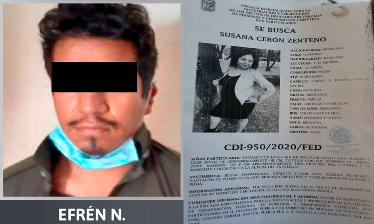 Fue capturado en Chiapas, luego de 73 días prófugo Efrén N. presunto feminicida de Susana Cerón