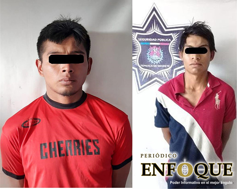 Policía de Tepeaca detiene a dos sujetos que pretendían vender objetos robados