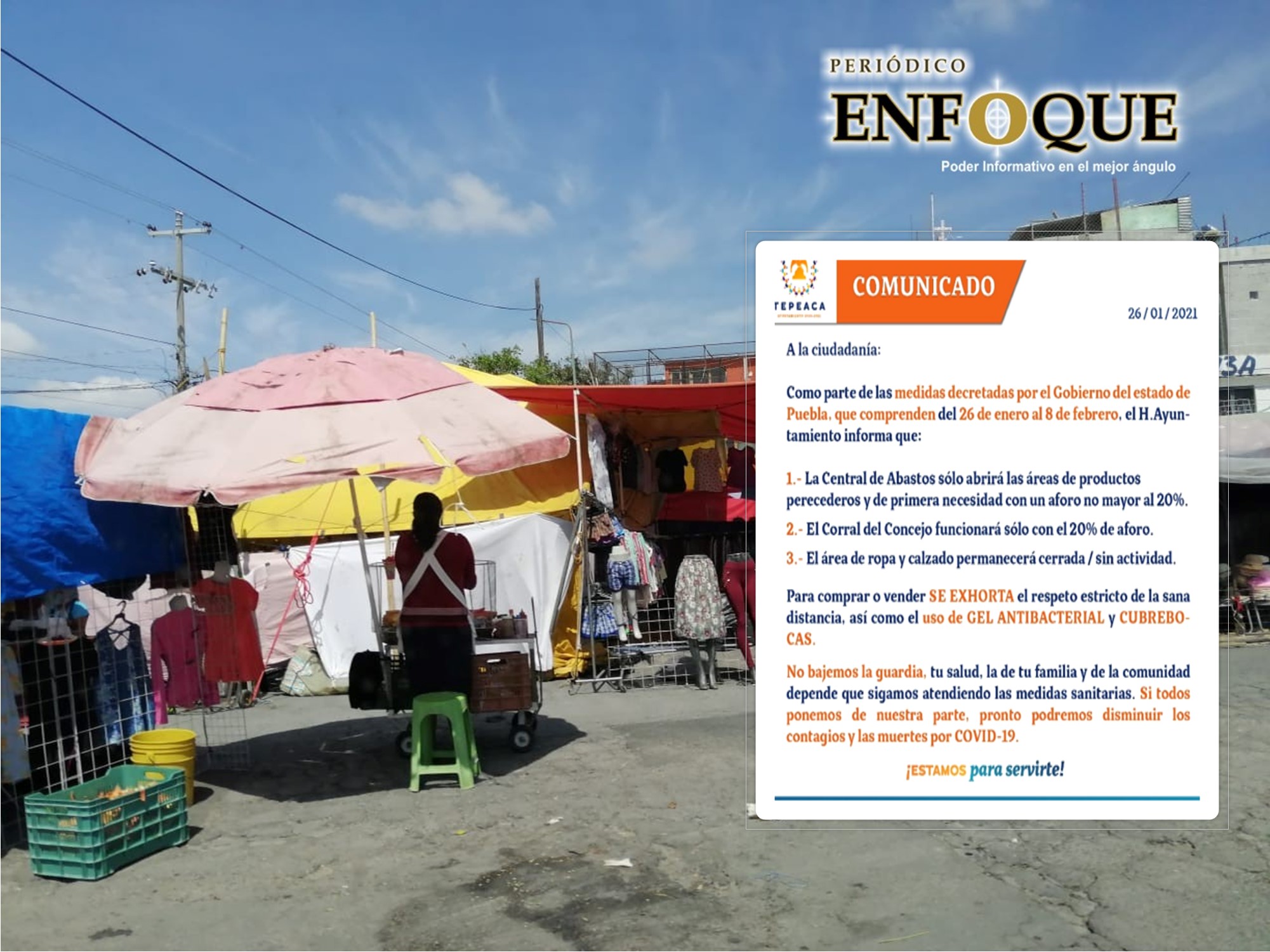 Si se abrirá el Tianguis en Tepeaca, pero sólo perecederos y venta de ganado