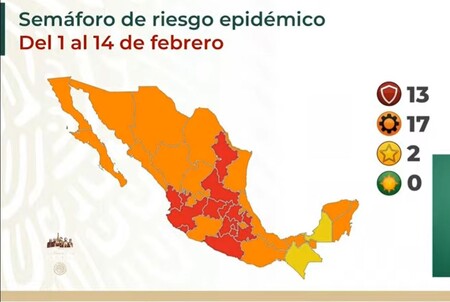 30 de los 32 estados en alerta alta y máxima por Covid-19 en México