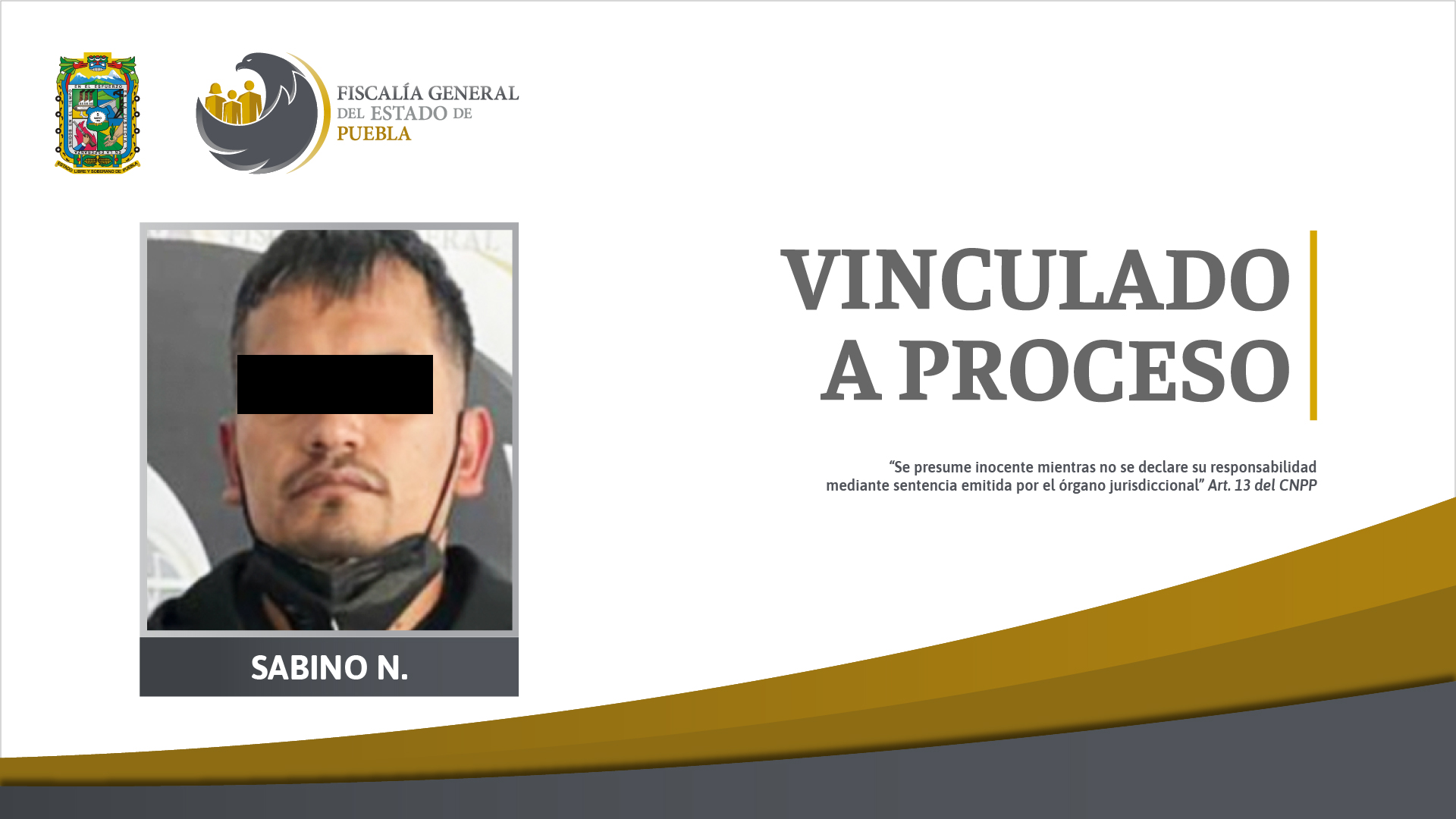 vinculación a proceso de Sabino N. presunto implicado por homicidio
