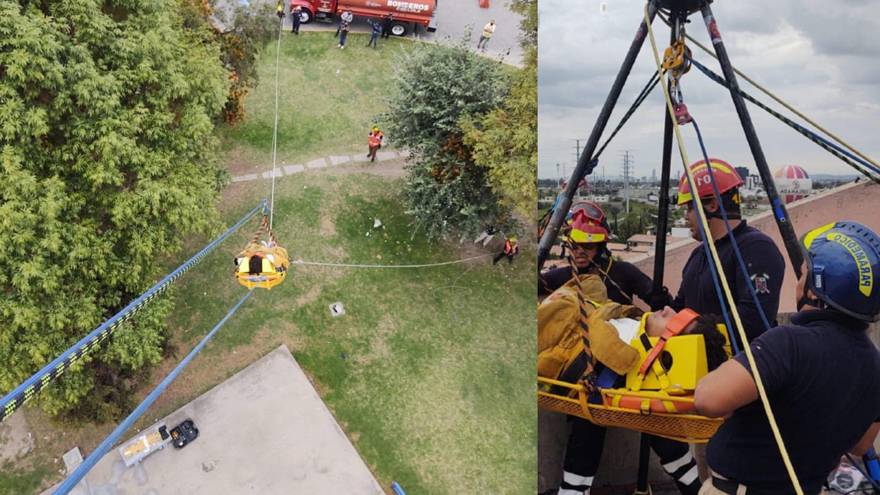 En San Pedro Cholula; rescatan a un hombre que se intoxicó en un tanque elevado de agua 