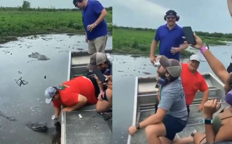 Hombre utiliza boca de un cocodrilo para abrir una cerveza: Viral