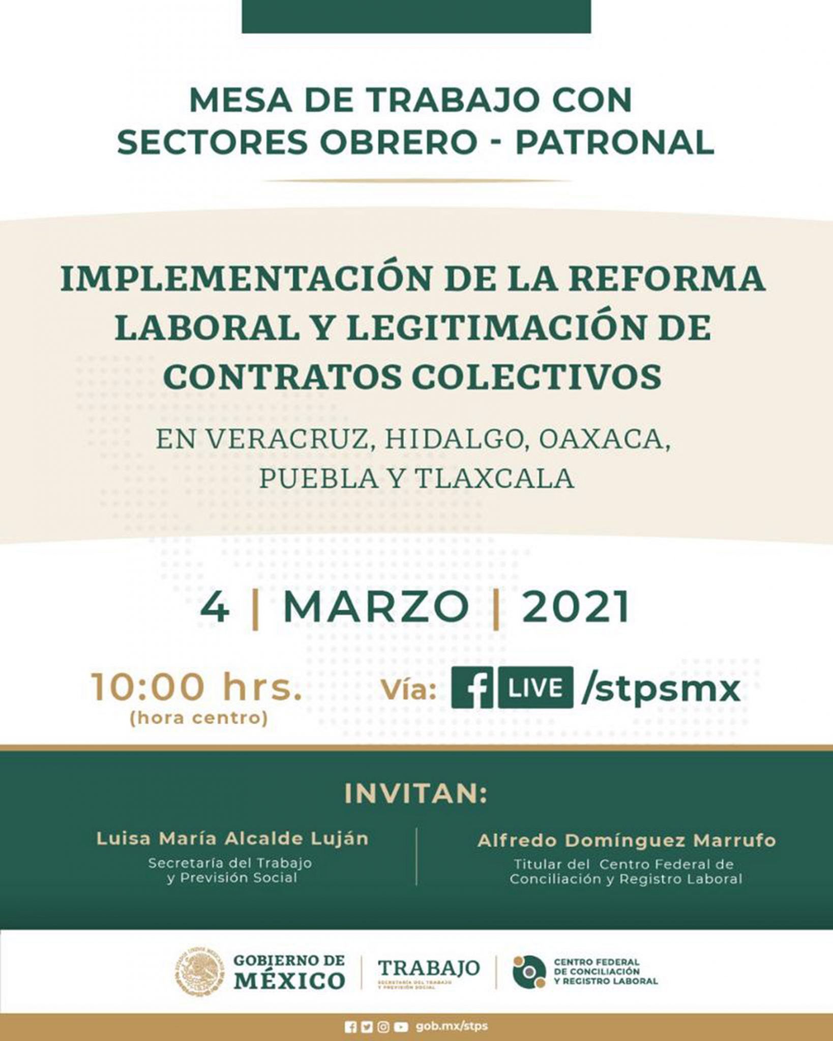 Participará SEGOB Tlaxcala en mesa de trabajo sobre reforma laboral convocada por la STPS