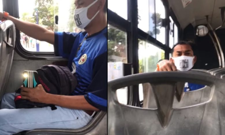 "Me venia grabando las piernas " Mujer confronta a sujeto que la acosa en un autobús (Video)