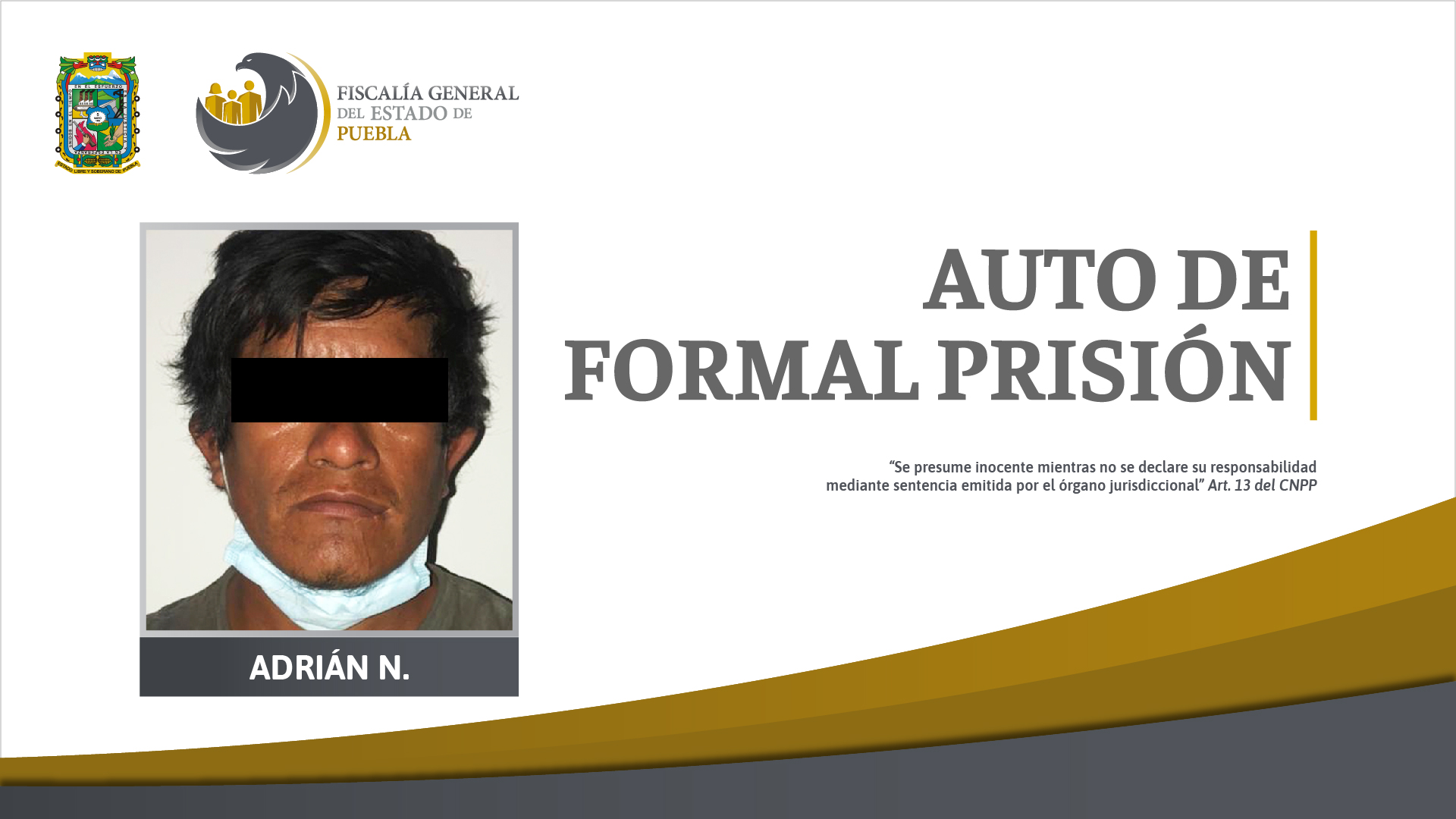 Auto de formal prisión a Adrián N. por posiblemente provocarle la muerte a uno de sus hijos