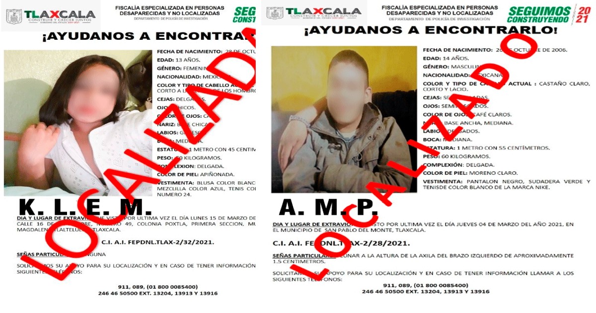 PGJE localiza a dos menores de edad reportados como extraviados