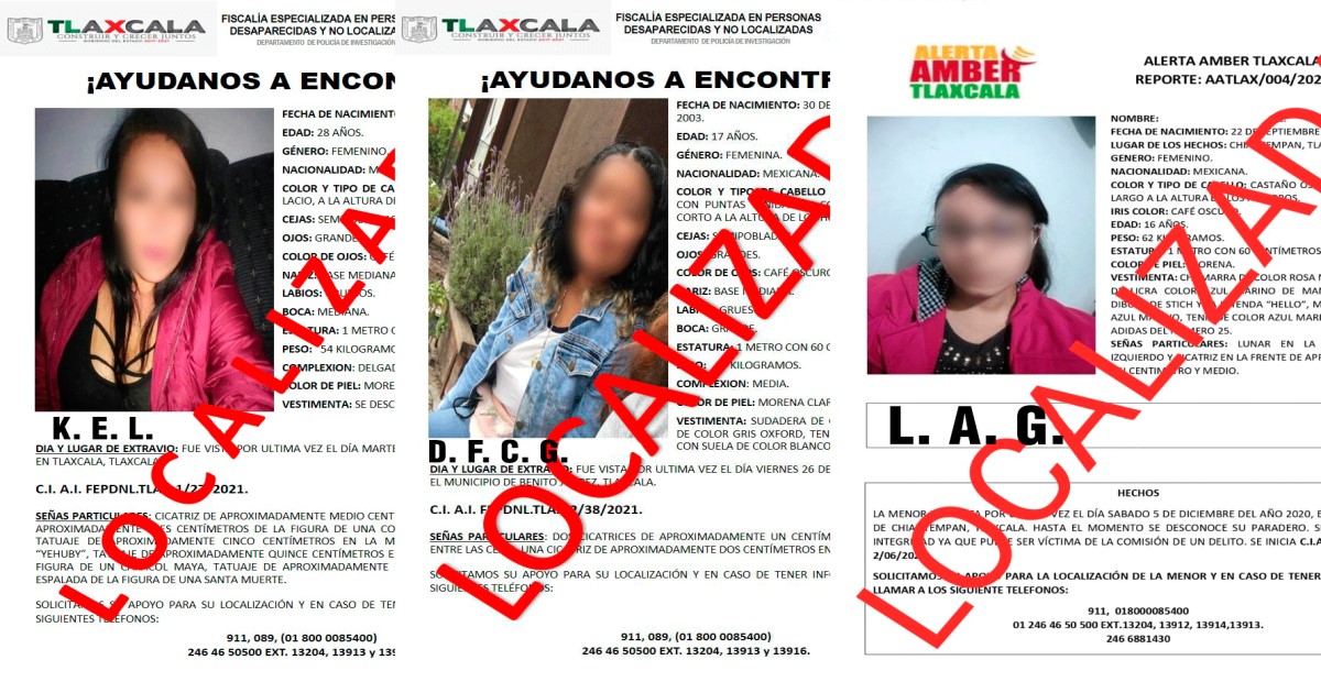 Localiza PGJE a tres mujeres reportadas como extraviadas