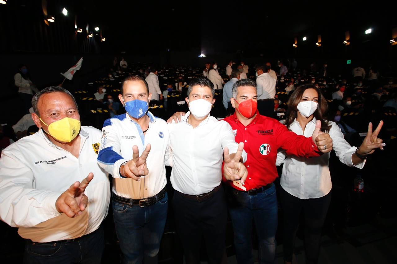 Líderes nacionales del PRI, PAN y PRD dan respaldo a Eduardo Rivera