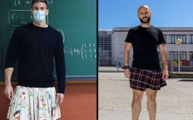 Maestros dan clases con falda para romper con la homofobia y los estereotipos; redes los celebran