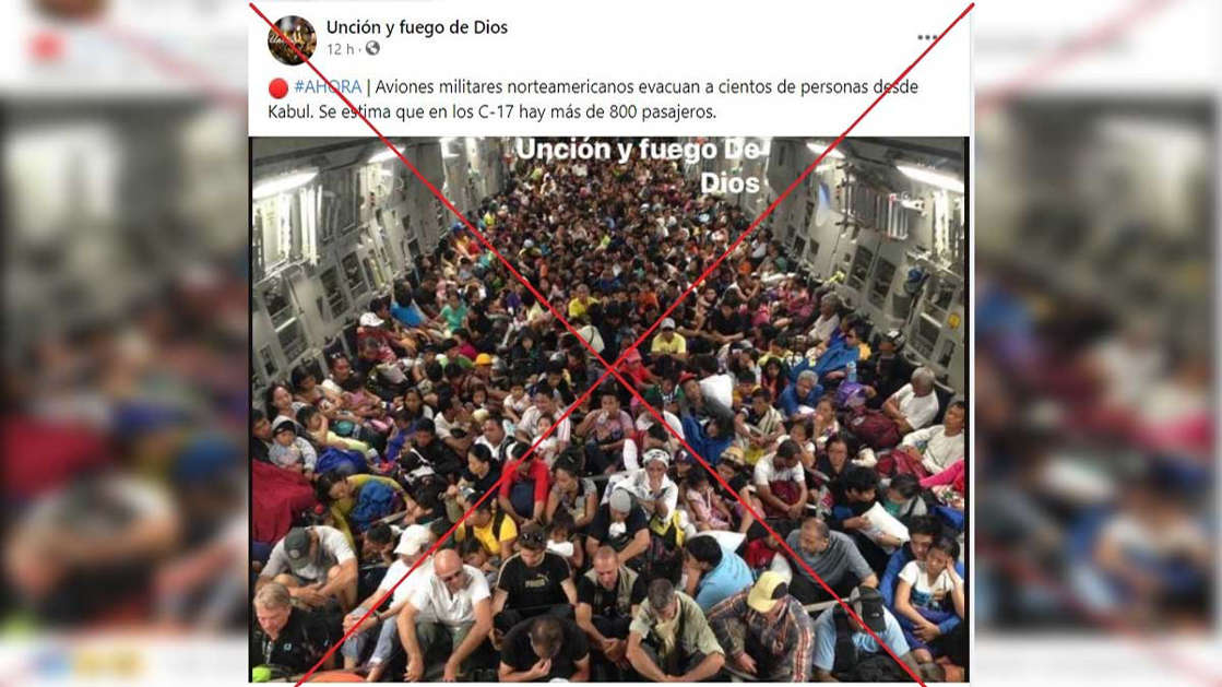 ¡Es falso! La foto de evacuados en avión no es de Afganistán