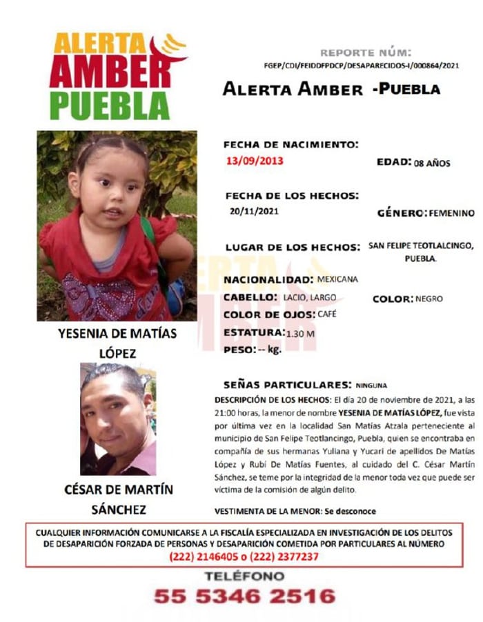 alerta amber yesenia