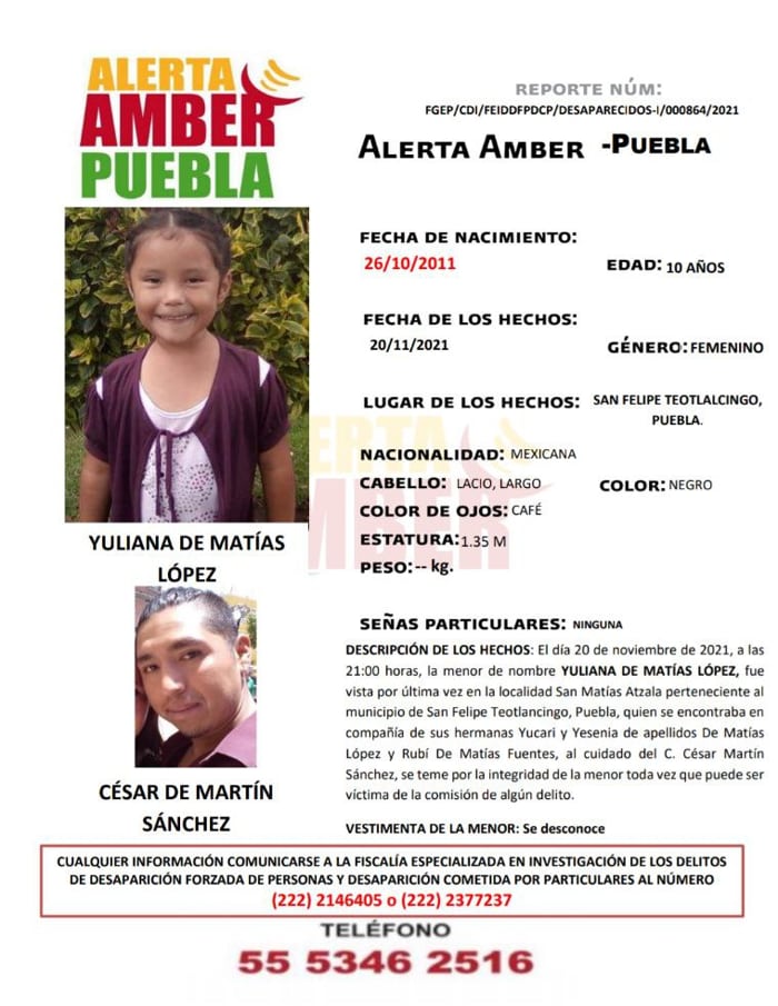 alerta amber yuliana
