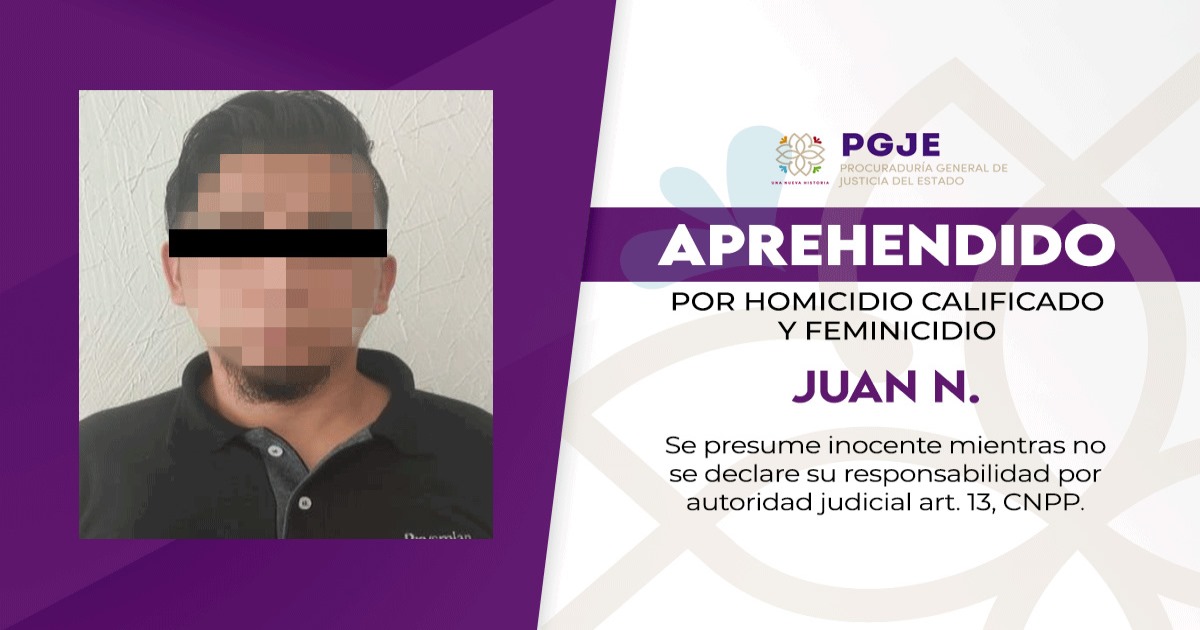 Captura PGJE a segundo imputado involucrado en feminicidio ocurrido en 2019