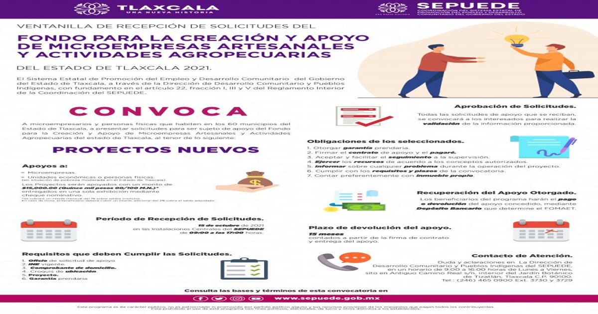 Gobierno del Estado emite convocatoria para apoyar a microempresas artesanales y actividades agropecuarias