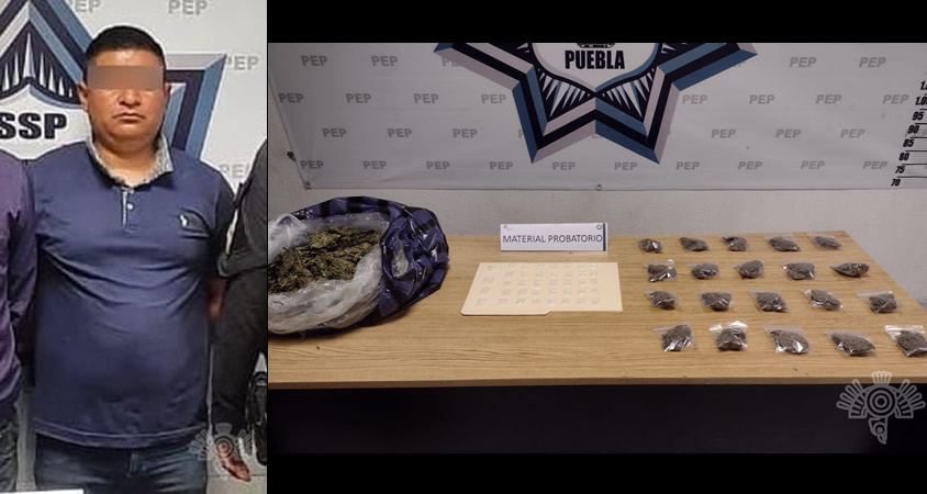 Un menor de edad y un hombre son detenidos por venta de droga en municipio de Puebla